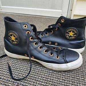 Converse Chuck Taylor All Star Hi Black Gold High Top Sneakers Women's 10.5
